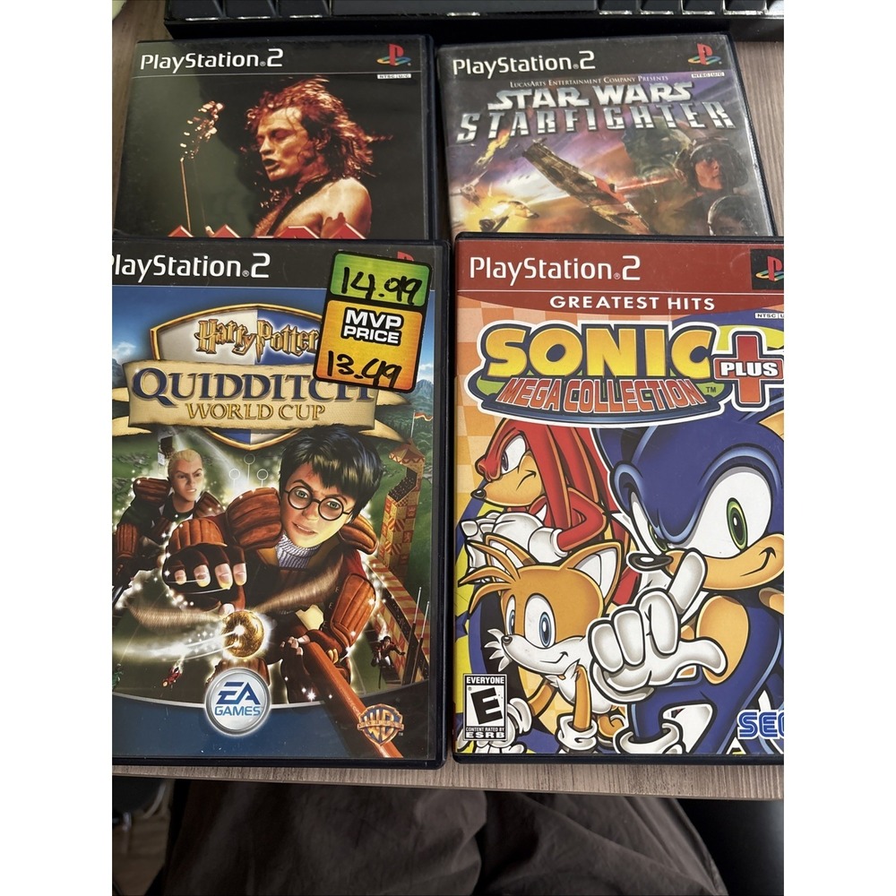PS2 Game Lot 4: Harry Potter Quidditch Sonic Plus Star Ward Star fighter AC/DC